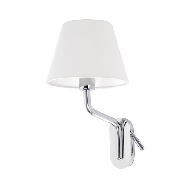 ETERNA Lampada da parete con lettore sinistra chrome/bianca