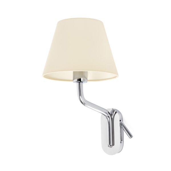 ETERNA Lampada da parete con lettore sinistra chrome/beige