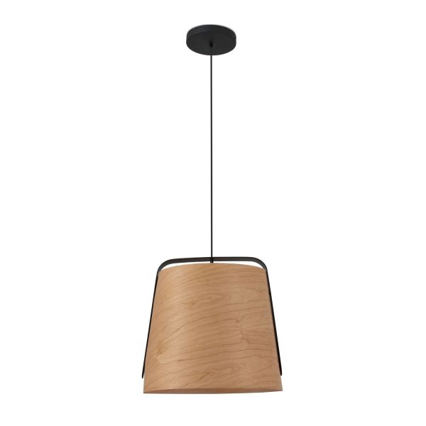 STOOD Lampada sospensione nera et legno