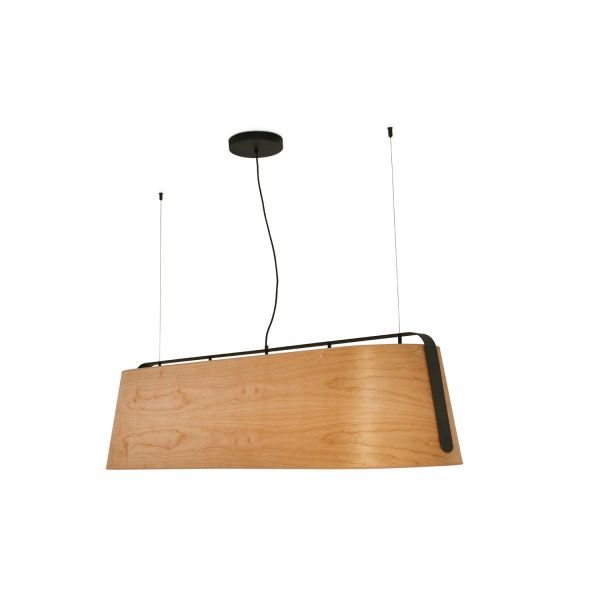 STOOD Lampada sospensione nera et legno