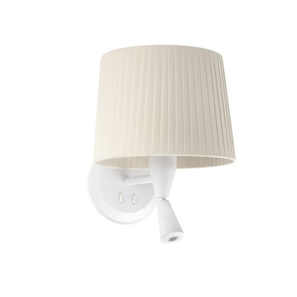 SAMBA Lampada da parete con lettore bianca/bordata beige