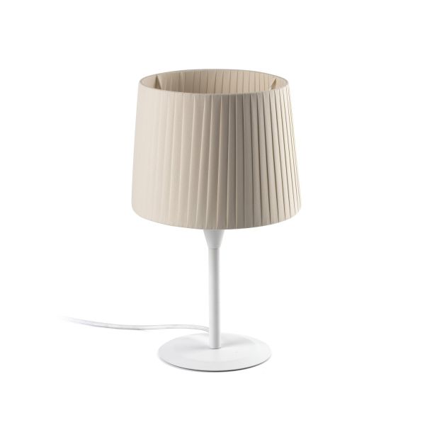 SAMBA Lampada da tavolo bianca/bordata beige